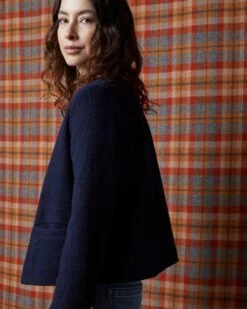 Megan Cardigan Jacket In Navy Bouclé Tweed -HERNO || ULLA JOHNSON || A.P.C. Shop AM 23 OCT GHOST PDP MEGAN