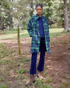 Kimono Carina Coat In Navy/Green Gordon Modern Tartan Wool 21 Kimono Carina Coat In Navy/Green Gordon Modern Tartan Wool -HERNO || ULLA JOHNSON || A.P.C. Shop M 23 NOV EDITORIAL PDP 7