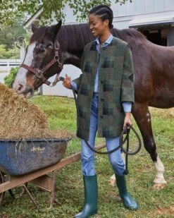 Eleanor Coat In Hunter Multi Patchwork Jacquard 21 Eleanor Coat In Hunter Multi Patchwork Jacquard -HERNO || ULLA JOHNSON || A.P.C. Shop M F23 CATALOG S71399 37 D1 PDP