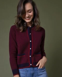 Katie Cardigan In Bordeaux Cotton/Cashmere 17 Katie Cardigan In Bordeaux Cotton/Cashmere -HERNO || ULLA JOHNSON || A.P.C. Shop M F23 CATALOG S71422 48 D1 PDP