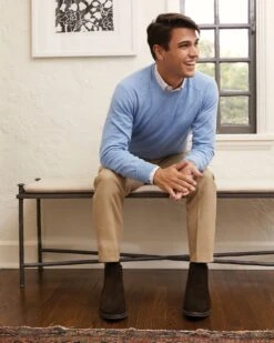 Classic Crewneck Sweater In Heather Delft Cashmere -HERNO || ULLA JOHNSON || A.P.C. Shop M HOLIDAY 23 CATALOG PDP 02 D1 1