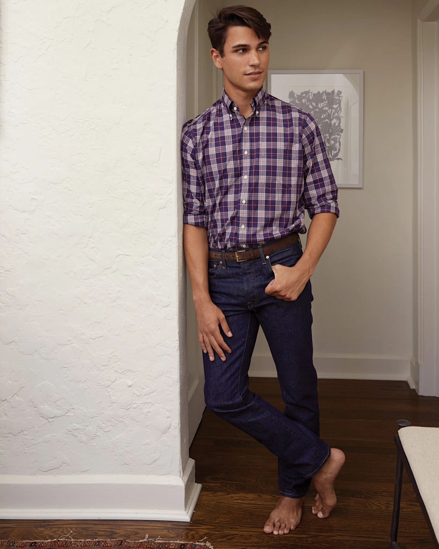 Button-Down Sport Shirt In Merlot/Lavender/Ochre Plaid Poplin 2 Button-Down Sport Shirt In Merlot/Lavender/Ochre Plaid Poplin - Image 2