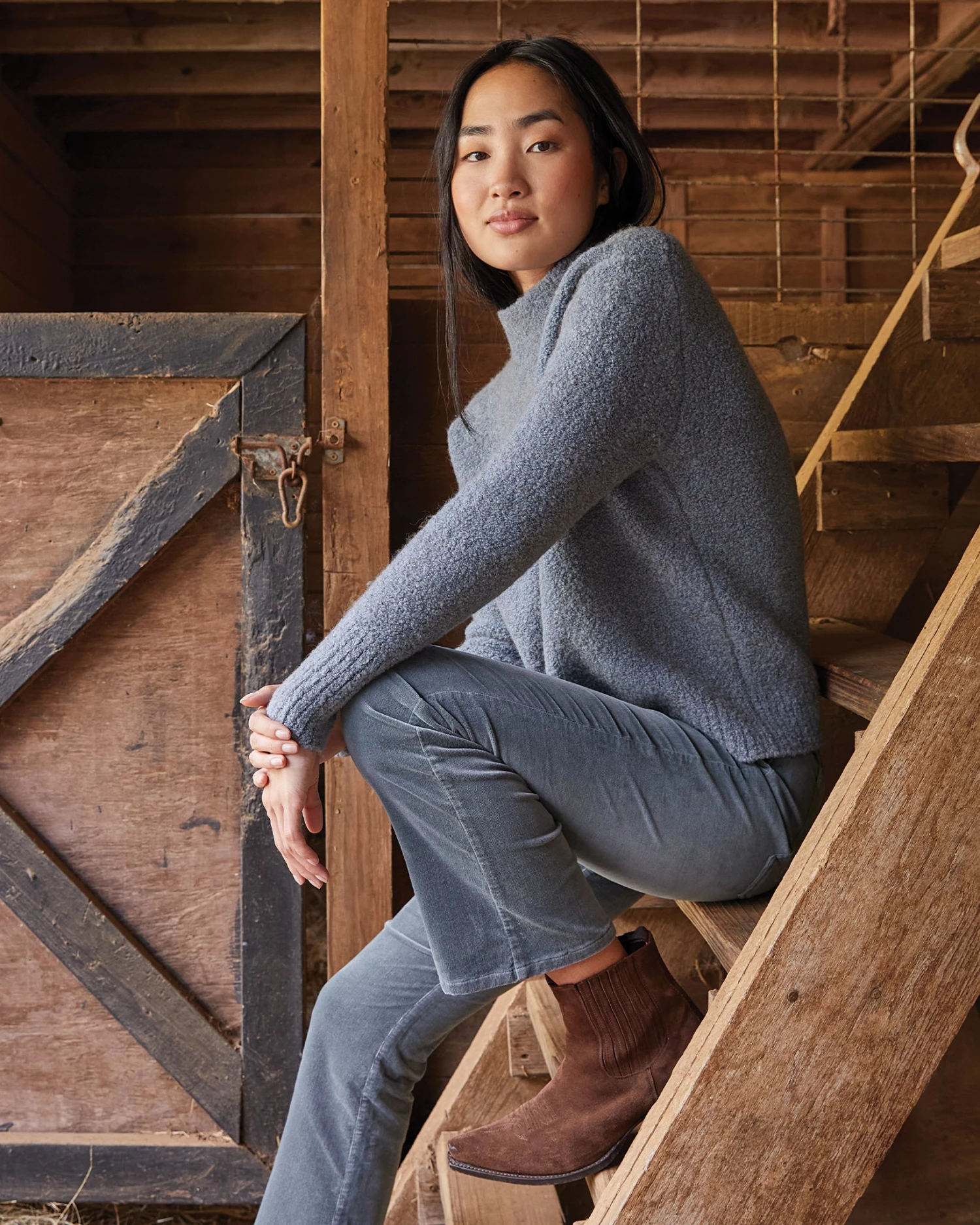 Flare Cropped 5-Pocket Jean In Lovat Stretch Velveteen 7 Flare Cropped 5-Pocket Jean In Lovat Stretch Velveteen - Image 7