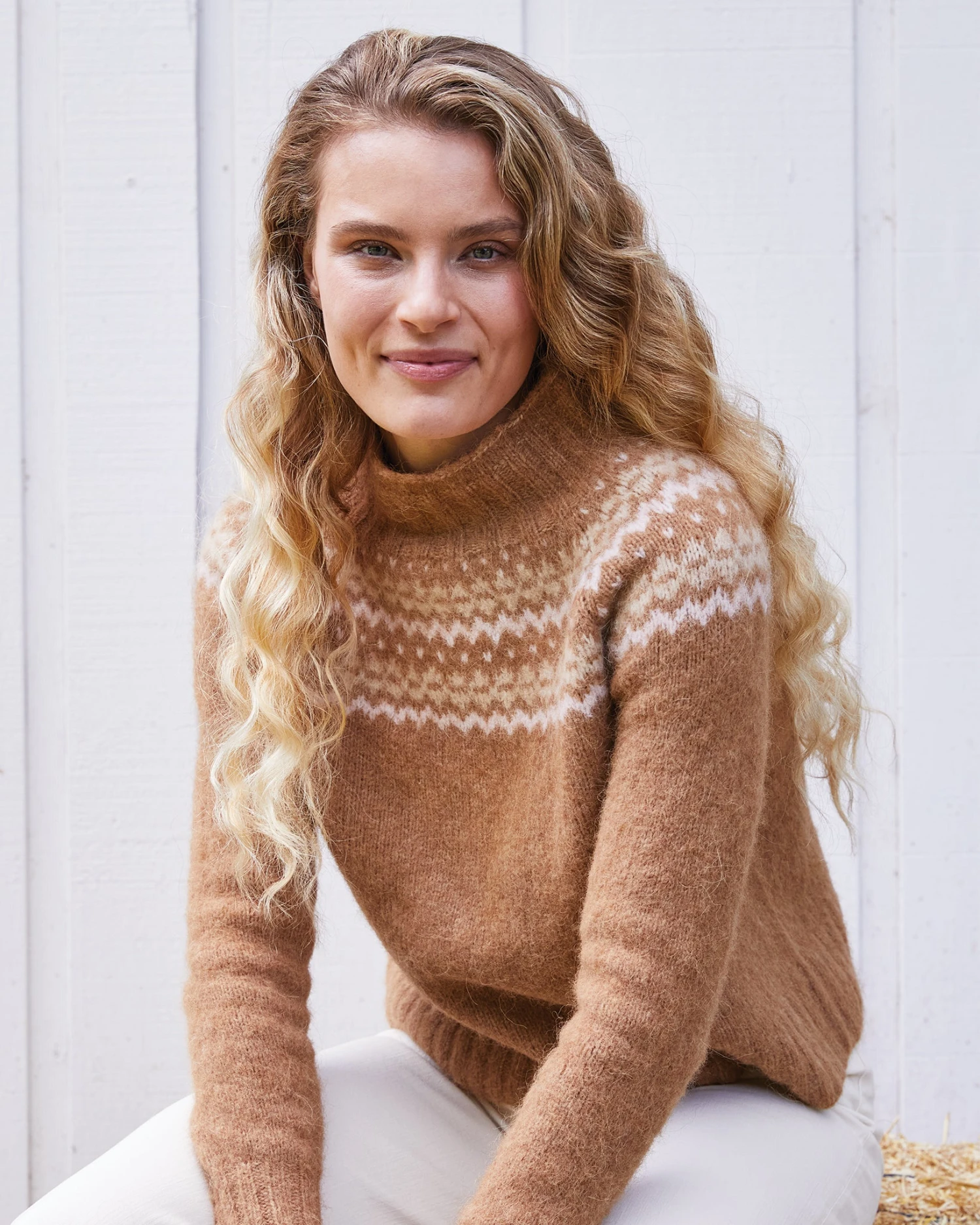 Marge Fairisle Sweater In Camel Brushed Wool/Alpaca Blend 8 Marge Fairisle Sweater In Camel Brushed Wool/Alpaca Blend - Image 8