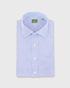 Spread Collar Dress Shirt In Blue Small Bengal Stripe Poplin