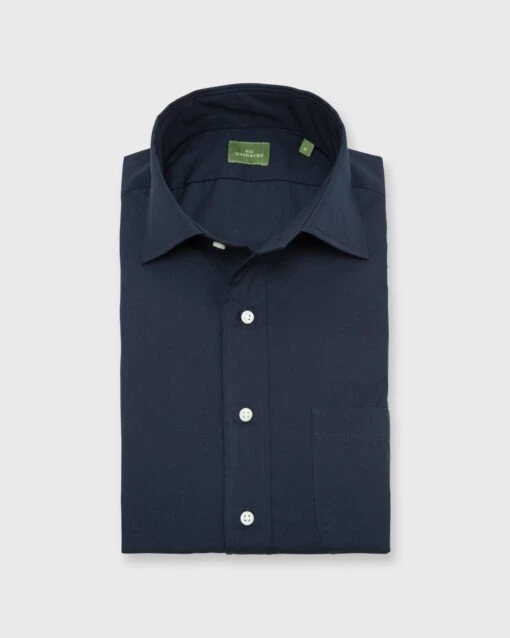 Spread Collar Sport Shirt In Navy Poplin -HERNO || ULLA JOHNSON || A.P.C. Shop S003389S 1