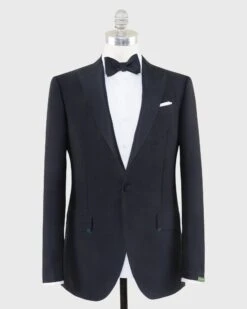 Kincaid No. 3 Peak Lapel Tuxedo In Navy Wool Mohair With Silk Grosgrain Trim