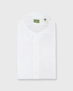 Spread Collar Sport Shirt In White Poplin