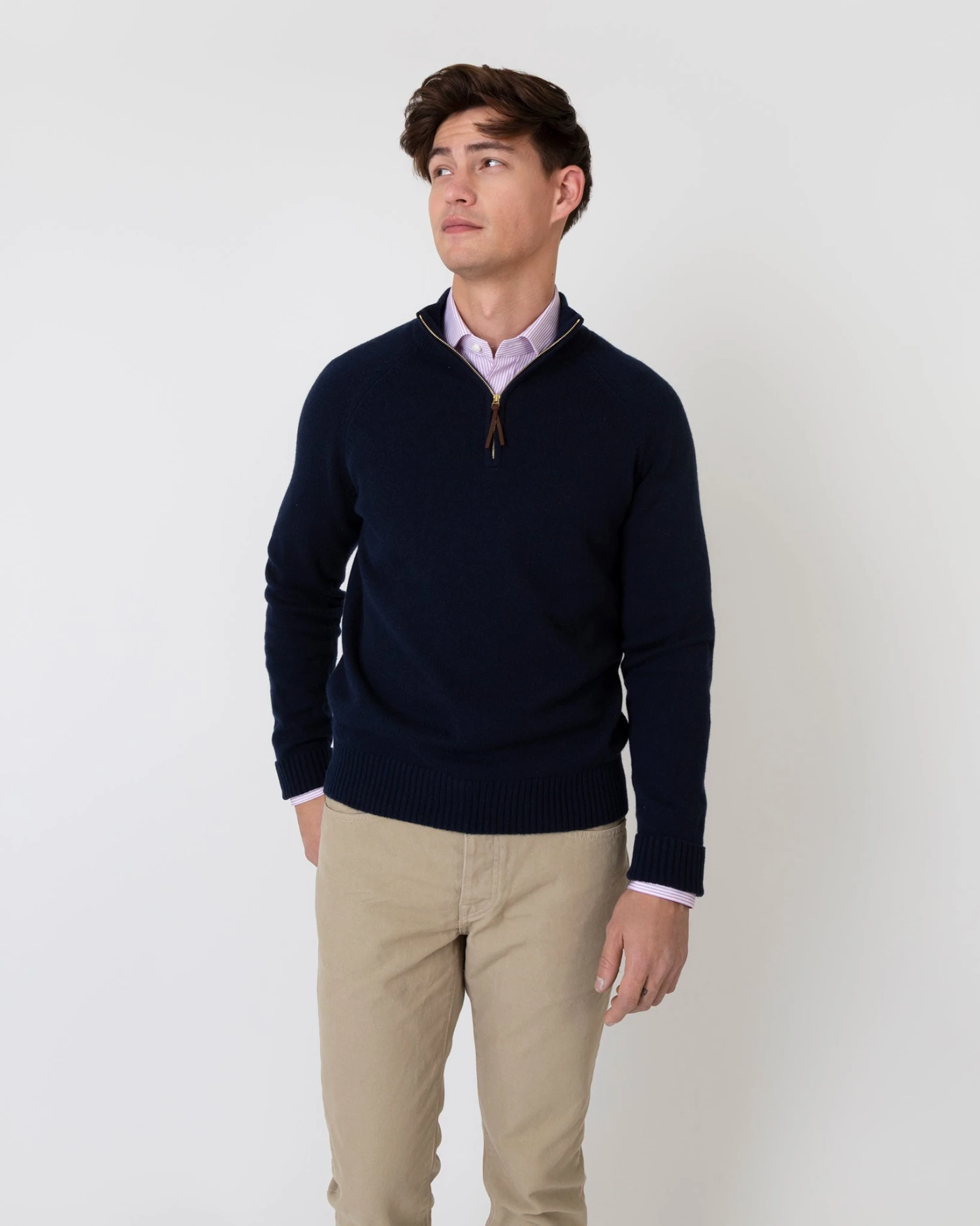 Half-Zip Sweater In Navy Cashmere 2 Half-Zip Sweater In Navy Cashmere - Image 2