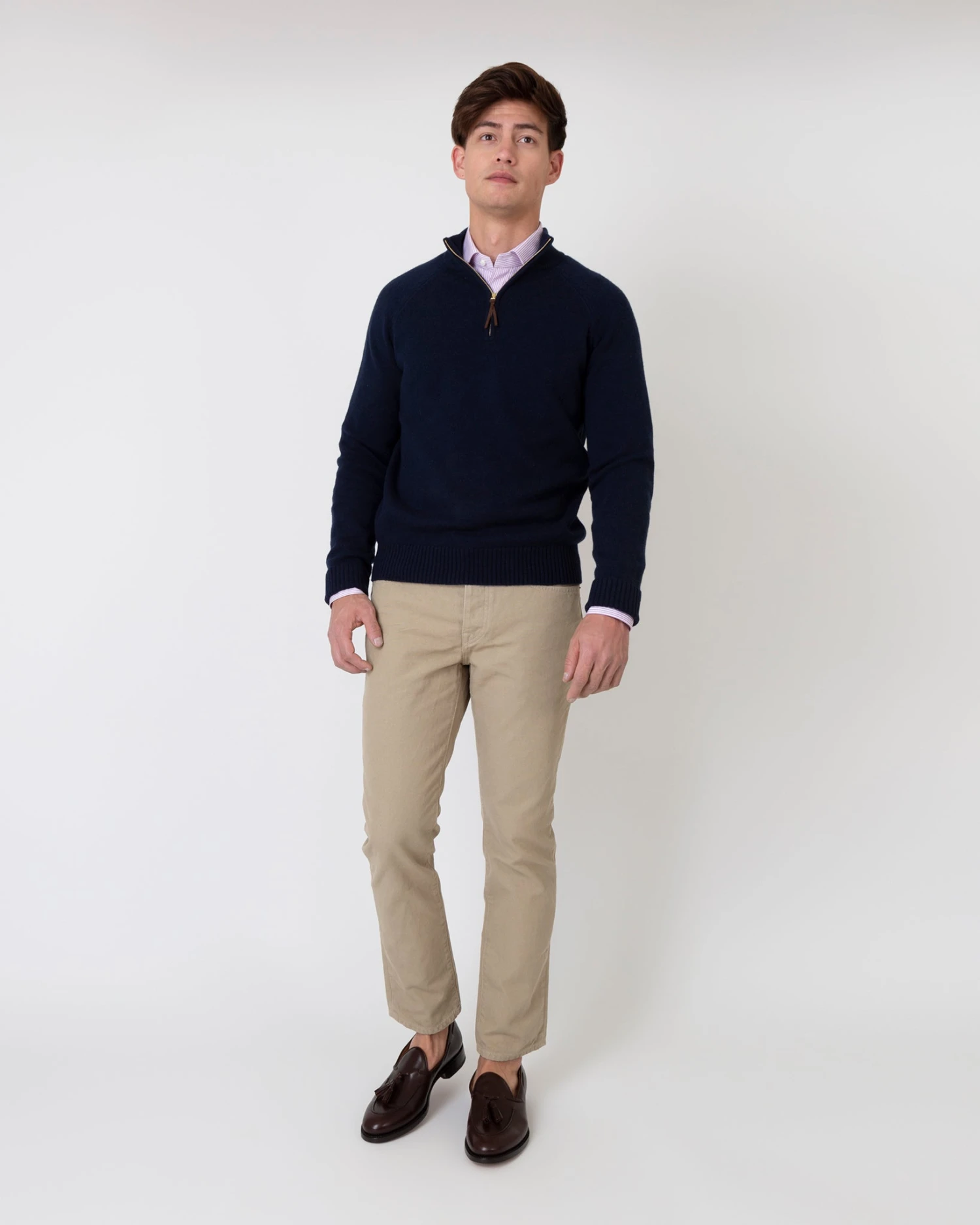 Half-Zip Sweater In Navy Cashmere 3 Half-Zip Sweater In Navy Cashmere - Image 3