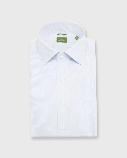 Slim-Fit Spread Collar Dress Shirt In Sky Pencil Stripe Poplin -HERNO || ULLA JOHNSON || A.P.C. Shop S41605 1