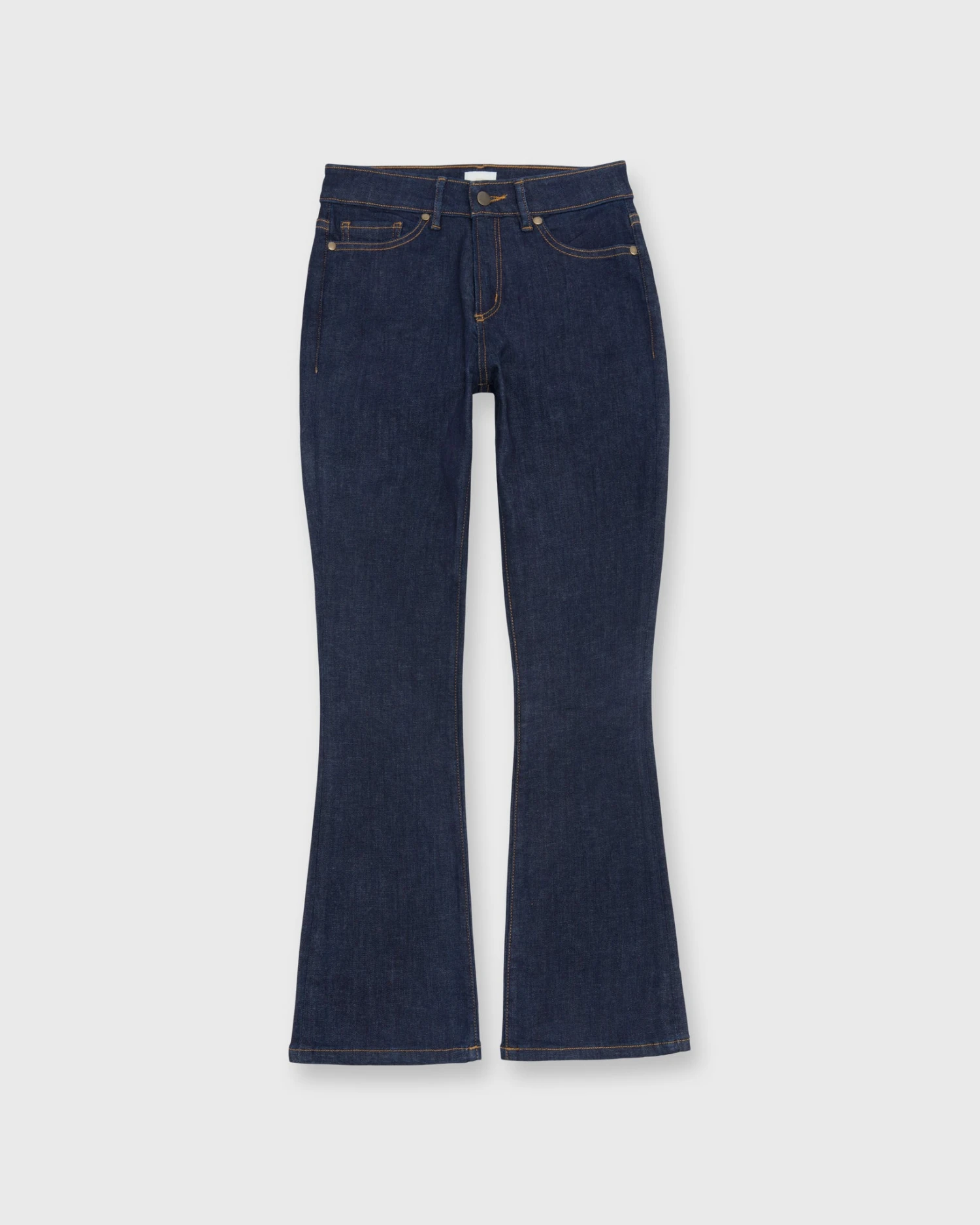 Flare Cropped 5-Pocket Jean In Indigo Stretch Denim 1 Flare Cropped 5-Pocket Jean In Indigo Stretch Denim