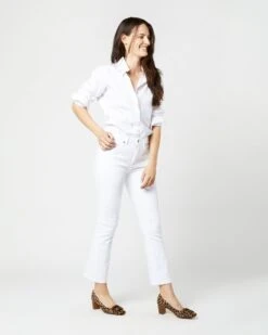 Flare Cropped 5-Pocket Jean In White Stretch Denim -HERNO || ULLA JOHNSON || A.P.C. Shop S42280 2038