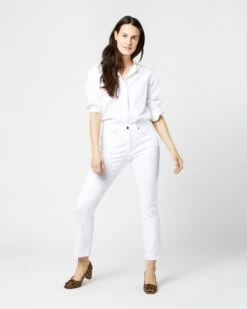 Flare Cropped 5-Pocket Jean In White Stretch Denim -HERNO || ULLA JOHNSON || A.P.C. Shop S42280 2076