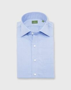 Spread Collar Sport Shirt In Light Blue Chambray