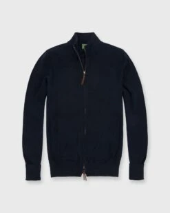 Track Jacket Sweater In Navy Cashmere