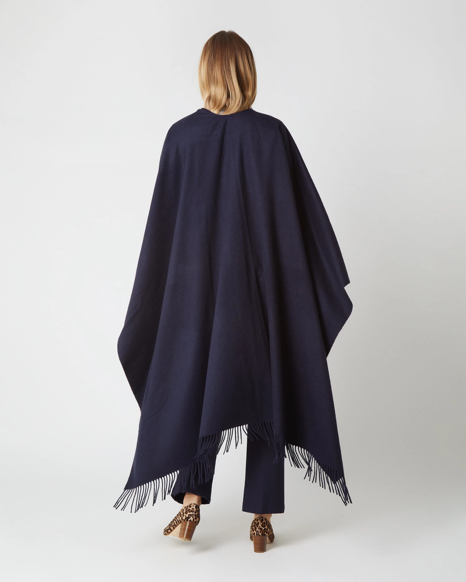 Cashmere Cape In Navy 3 Cashmere Cape In Navy - Image 3