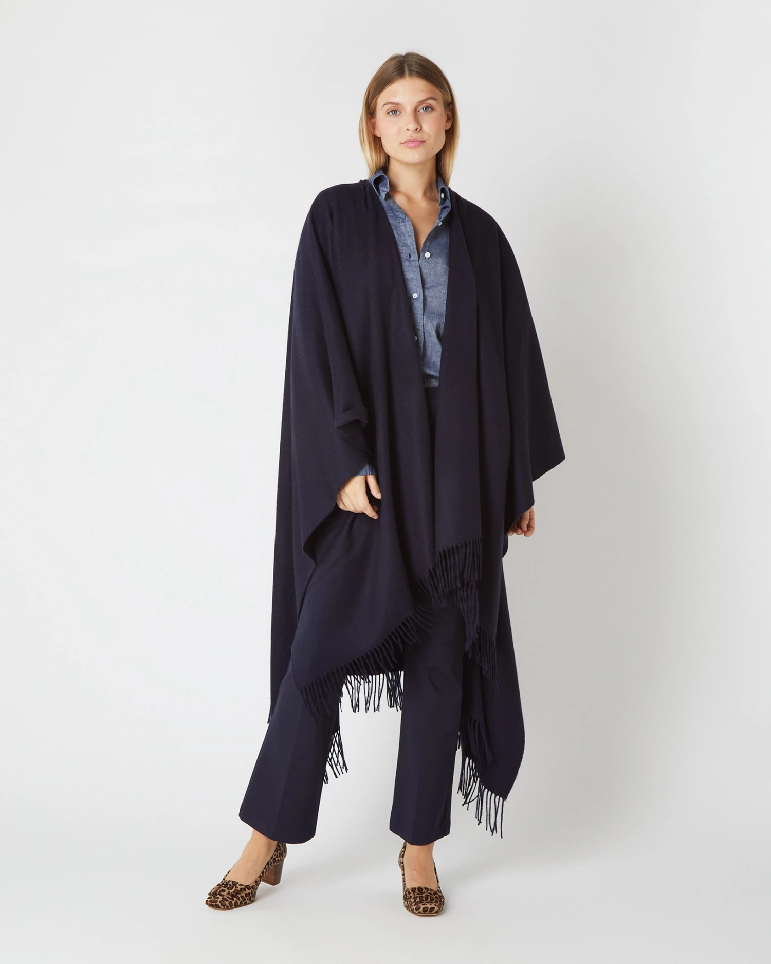 Cashmere Cape In Navy 1 Cashmere Cape In Navy