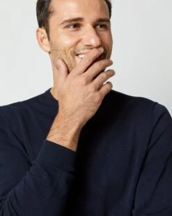 Crewneck Sweater In Navy Cotton -HERNO || ULLA JOHNSON || A.P.C. Shop S48620 5725