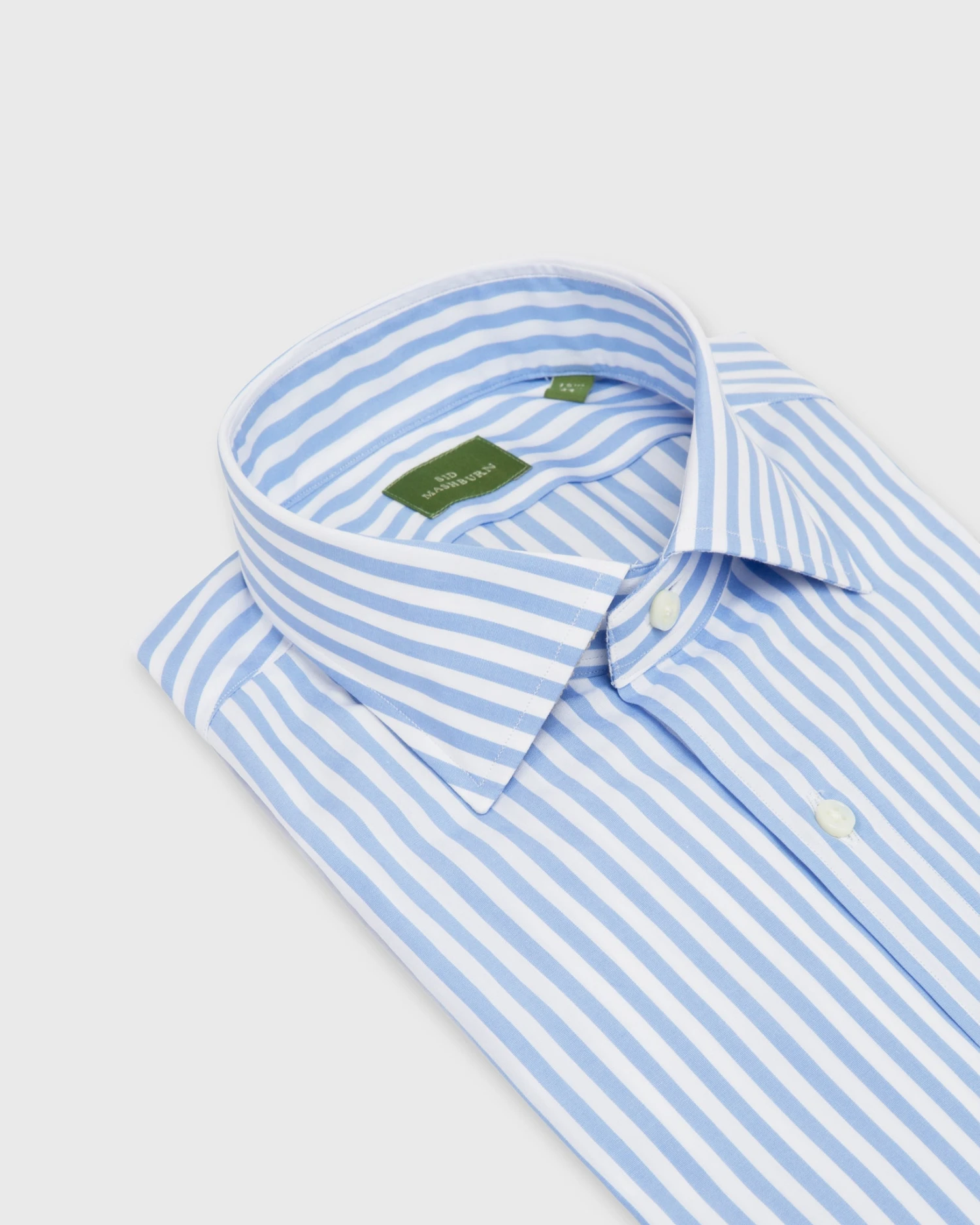 Spread Collar Dress Shirt In Sky Awning Stripe Poplin 2 Spread Collar Dress Shirt In Sky Awning Stripe Poplin - Image 2