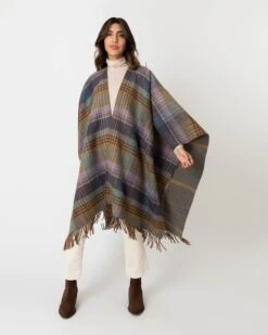 Reversible Double-Faced Cape In Lovat Scottish Heritage Lambswool