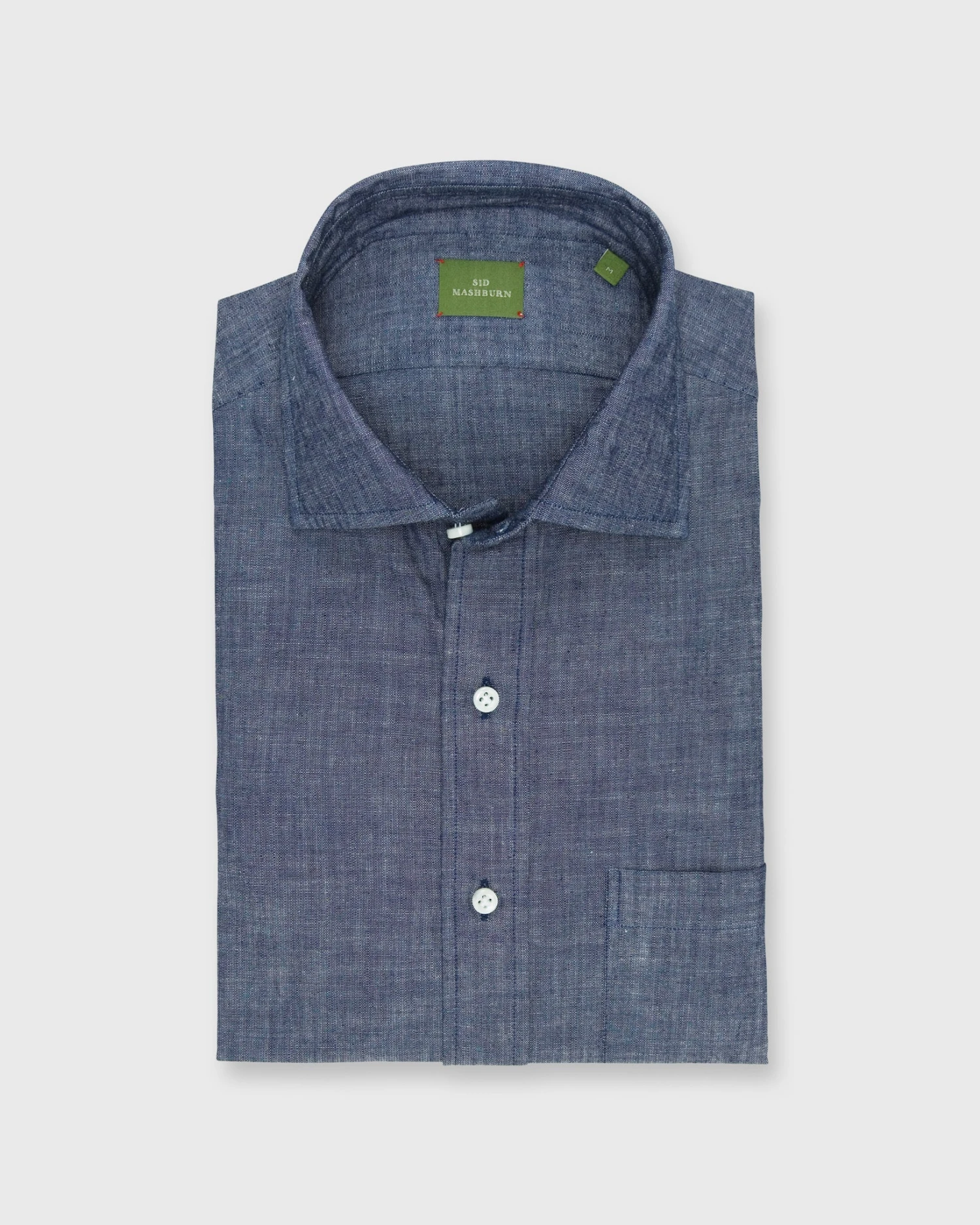 Otto Handmade Sport Shirt In Medium Washed Indigo Chambray 1 Otto Handmade Sport Shirt In Medium Washed Indigo Chambray
