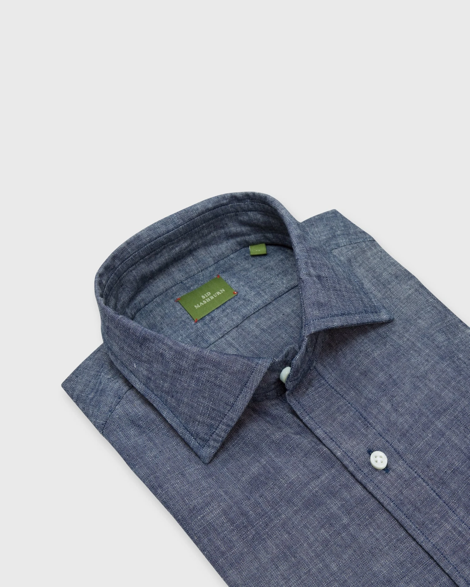 Otto Handmade Sport Shirt In Medium Washed Indigo Chambray 2 Otto Handmade Sport Shirt In Medium Washed Indigo Chambray - Image 2