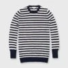Cydney Boyfriend Crewneck Sweater In Navy/Ivory Stripe Cashmere
