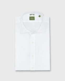 Slim-Fit Spread Collar Sport Shirt In White Poplin