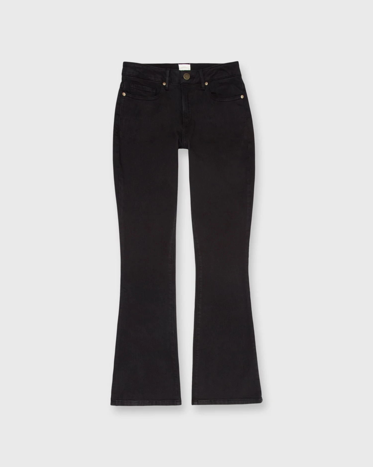 Flare Cropped 5-Pocket Jean In Black Stretch Denim 1 Flare Cropped 5-Pocket Jean In Black Stretch Denim
