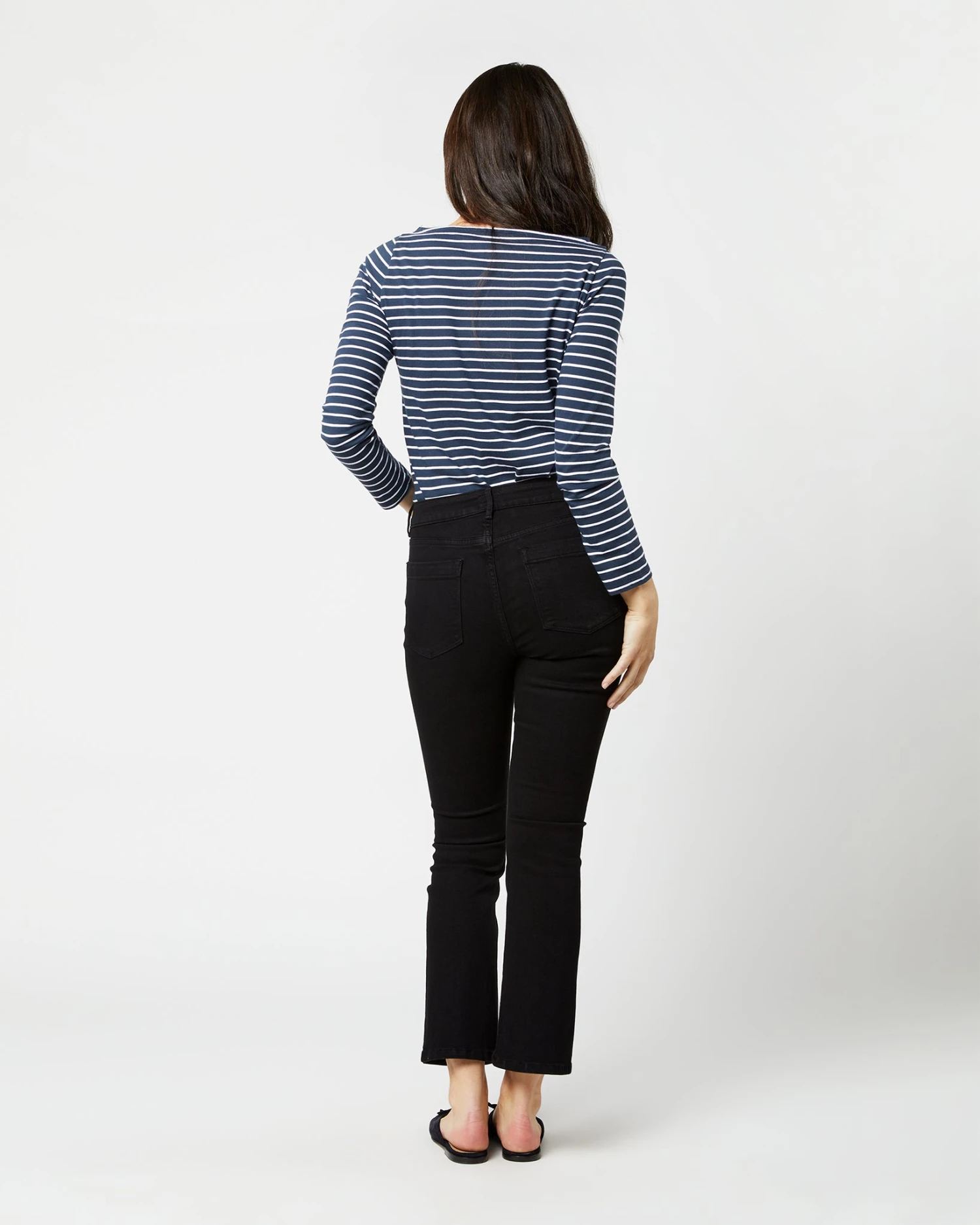 Flare Cropped 5-Pocket Jean In Black Stretch Denim 5 Flare Cropped 5-Pocket Jean In Black Stretch Denim - Image 5
