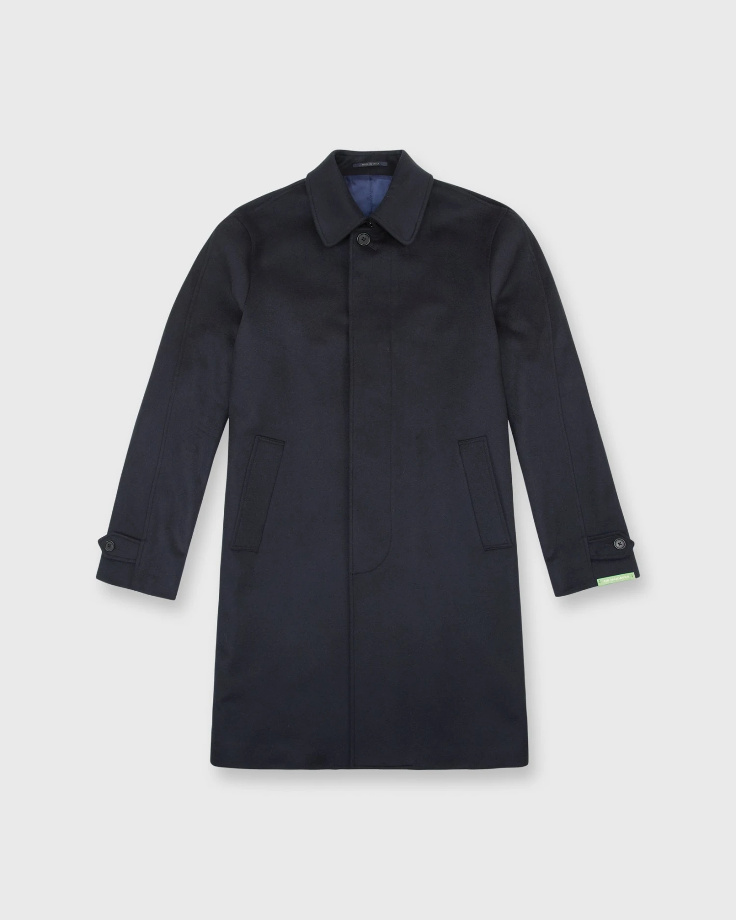 Tailored Traveler's Trench In Navy Wool/Cashmere Flannel 1 Tailored Traveler's Trench In Navy Wool/Cashmere Flannel