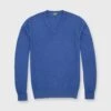 Fine-Gauge V-Neck Sweater In Serge Blue Cashmere