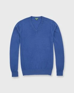 Fine-Gauge V-Neck Sweater In Serge Blue Cashmere