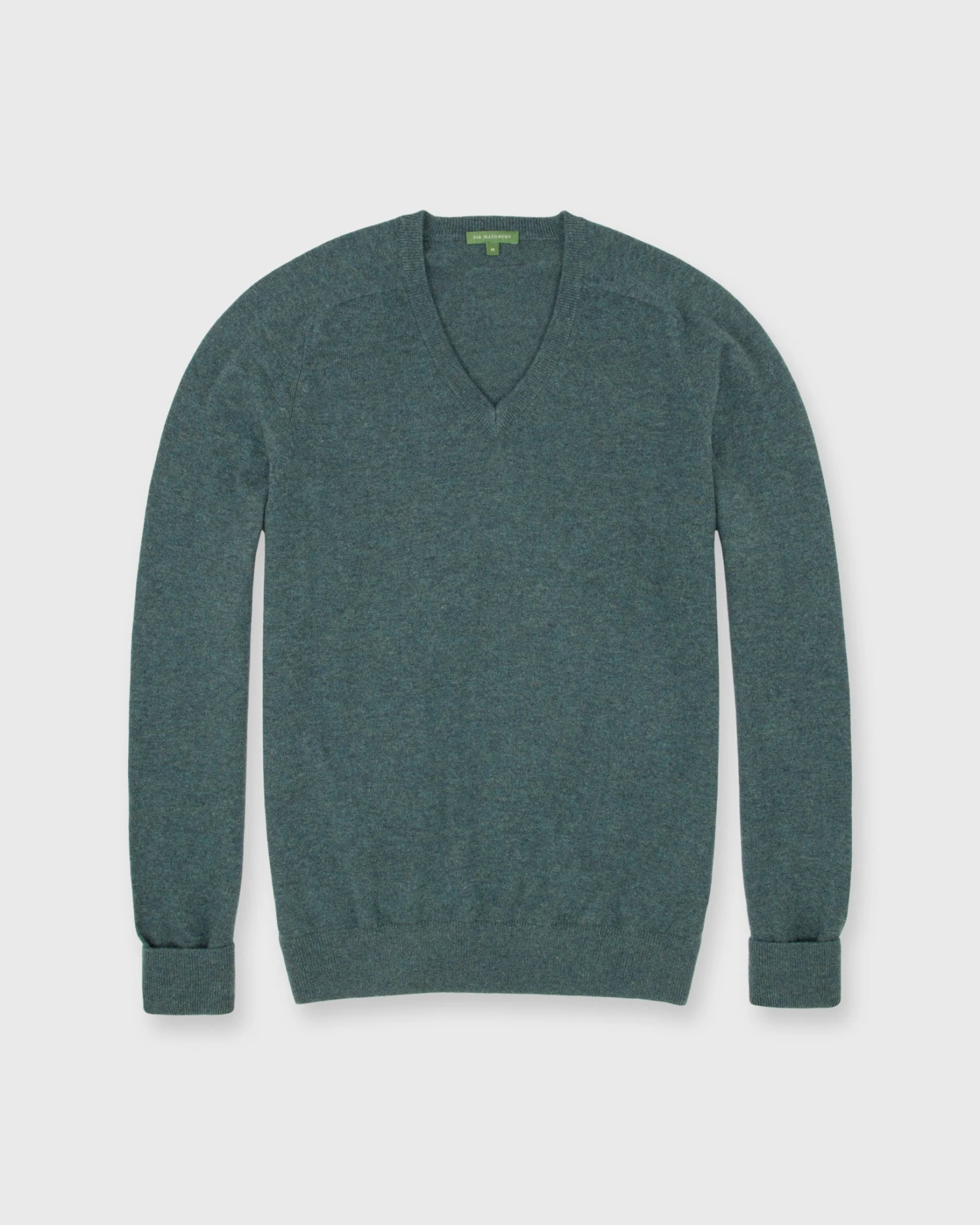 Classic V-Neck Sweater In Heather Pine Cashmere 1 Classic V-Neck Sweater In Heather Pine Cashmere