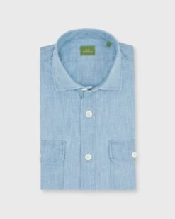 Band-Hem Work Shirt In Extra Light Washed Chambray