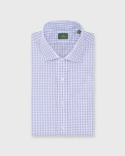 Spread Collar Dress Shirt In Lavender Gingham Poplin