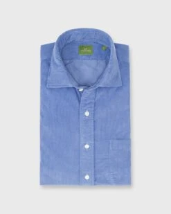 Spread Collar Sport Shirt In Periwinkle Corduroy