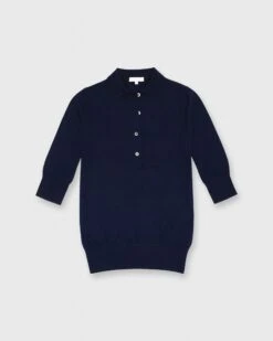 Natasha Polo Sweater In Navy Cashmere