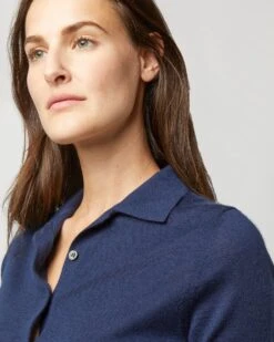 Natasha Polo Sweater In Navy Cashmere 9 Natasha Polo Sweater In Navy Cashmere -HERNO || ULLA JOHNSON || A.P.C. Shop S58302 4729