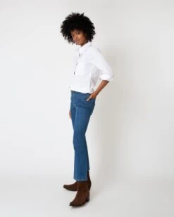 Flare Cropped 5-Pocket Jean In 3-Year Indigo Stretch Denim -HERNO || ULLA JOHNSON || A.P.C. Shop S60369 5