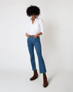 Flare Cropped 5-Pocket Jean In 3-Year Indigo Stretch Denim -HERNO || ULLA JOHNSON || A.P.C. Shop S60369 6