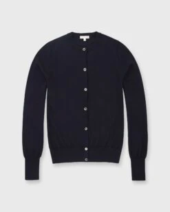 Rosie Cardigan In Neat Navy Cotton/Cashmere