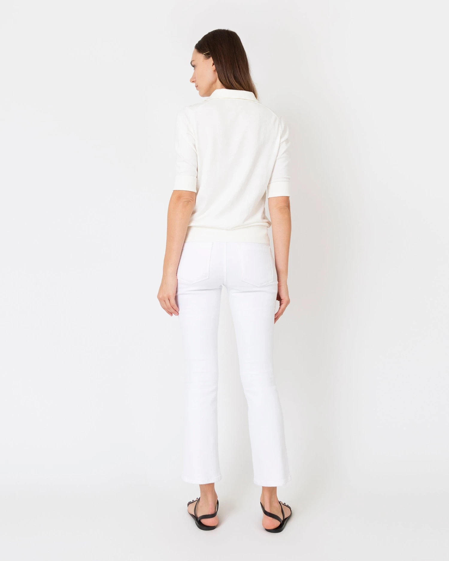 Half-Sleeved Georgina Sweater In Ivory Cotton/Silk 5 Half-Sleeved Georgina Sweater In Ivory Cotton/Silk - Image 5