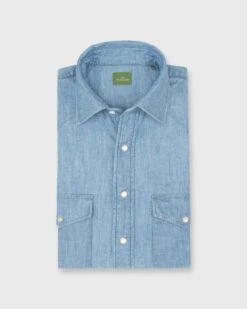 Western Work Shirt In Extra Light Wash Indigo Chambray