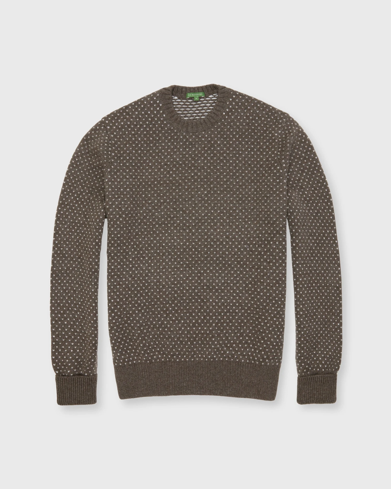 Birdseye Jacquard Sweater In Acorn Cashmere 1 Birdseye Jacquard Sweater In Acorn Cashmere