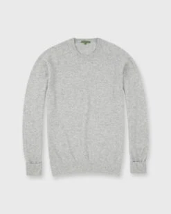 Classic Crewneck Sweater In Pale Heather Grey Cashmere