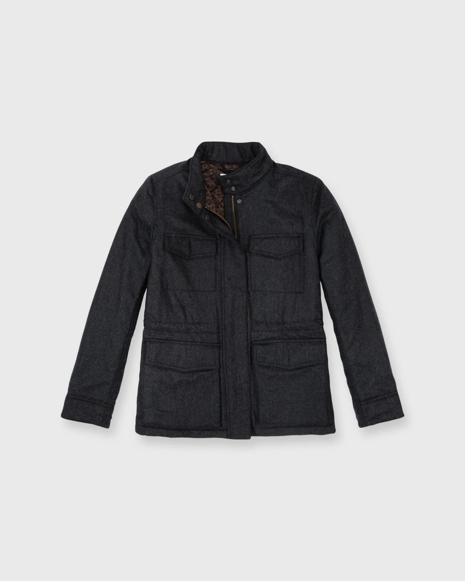 Quilted M65 Jacket In Charcoal Flannel 1 Quilted M65 Jacket In Charcoal Flannel