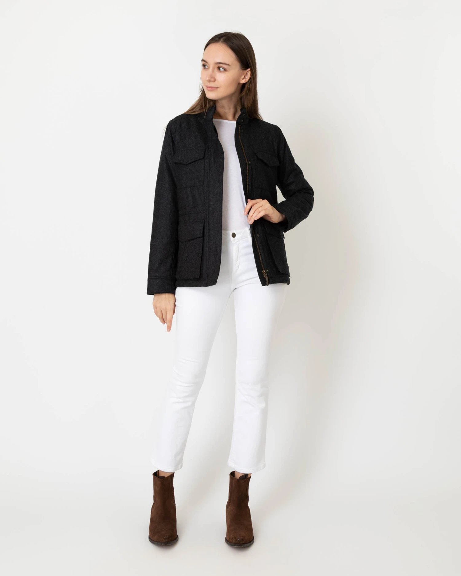 Quilted M65 Jacket In Charcoal Flannel 3 Quilted M65 Jacket In Charcoal Flannel - Image 3