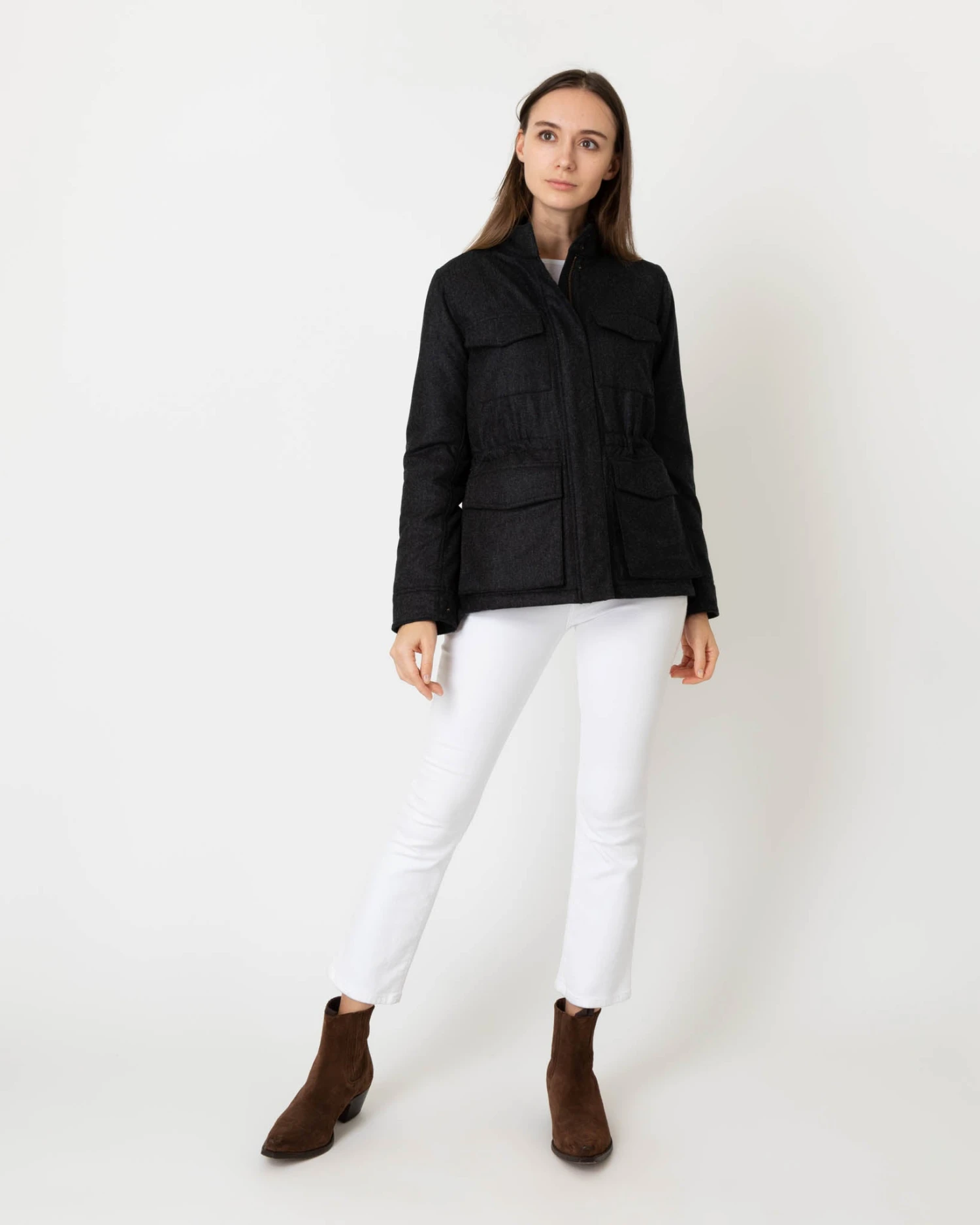 Quilted M65 Jacket In Charcoal Flannel 4 Quilted M65 Jacket In Charcoal Flannel - Image 4